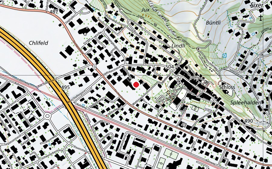 Map showing the location of Schulhaus Böglifeld (School)