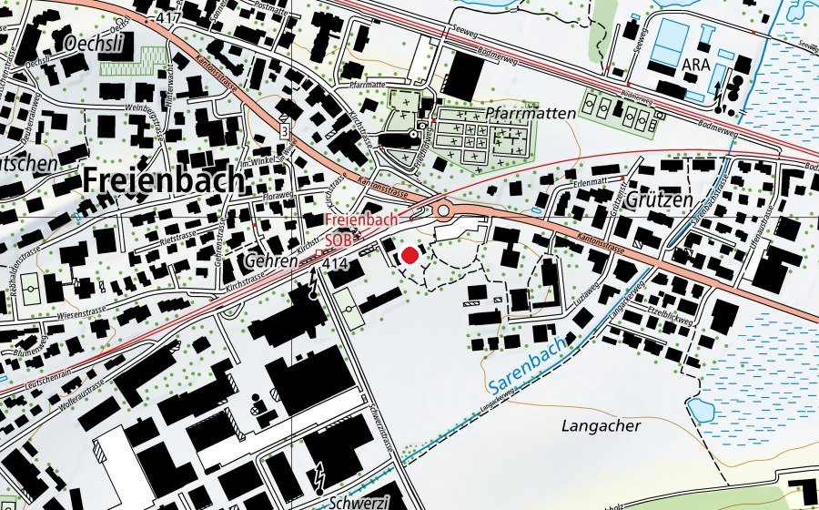 Karte mit dem Standort von Schulhaus Bollenweid (Schule)