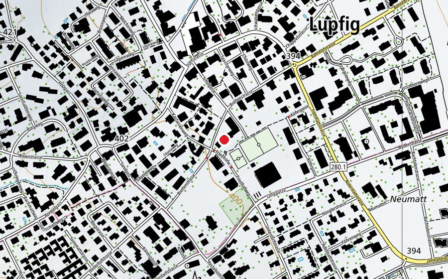 Mappa con la posizione di Schulhaus Breite 1 (Scuola)