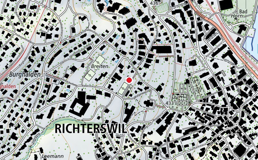 Map showing the location of Schulhaus Breiten (School)