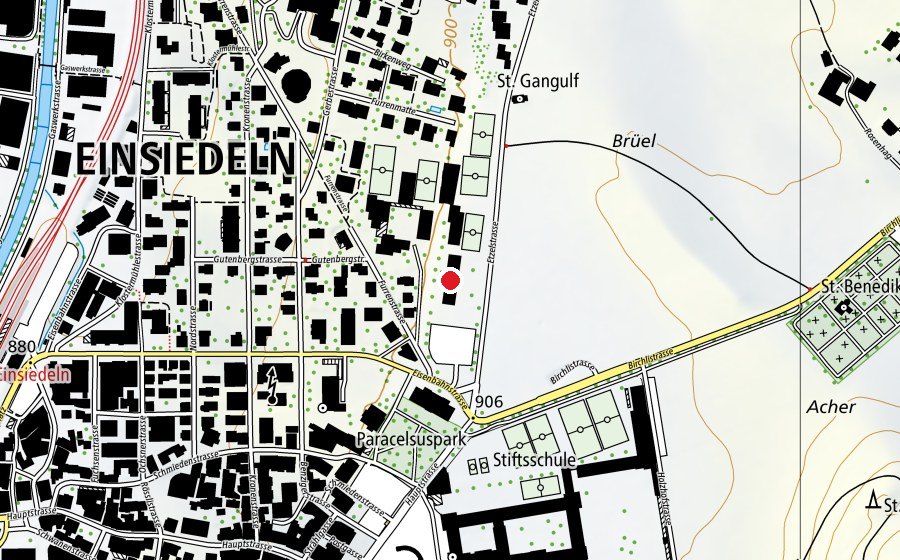 Map showing the location of Schulhaus Brüel (School)