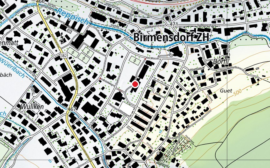 Mappa con la posizione di Schulhaus Brüelmatt 1 (Scuola)