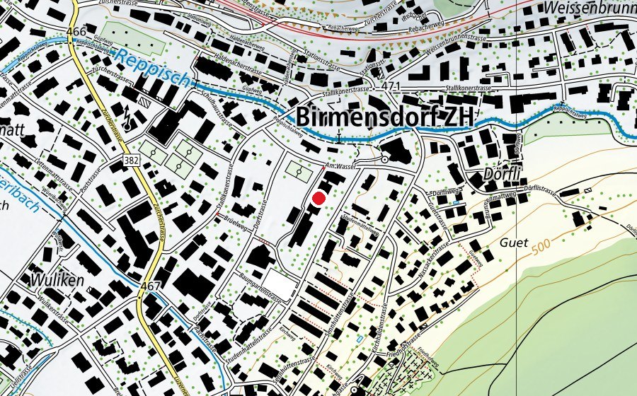 Carte indiquant l’emplacement de Schulhaus Brüelmatt 2 (École)