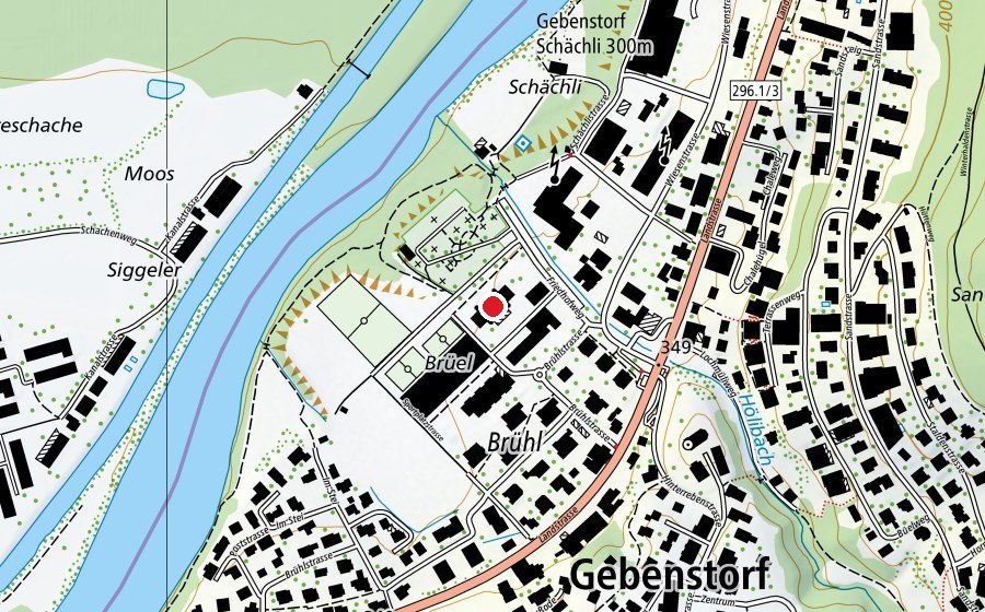 Mappa con la posizione di Schulhaus Brühl (Scuola)
