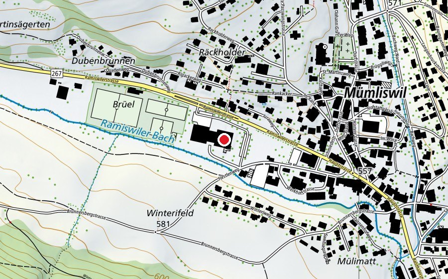 Karte mit dem Standort von Schulhaus Brühl (Schule)
