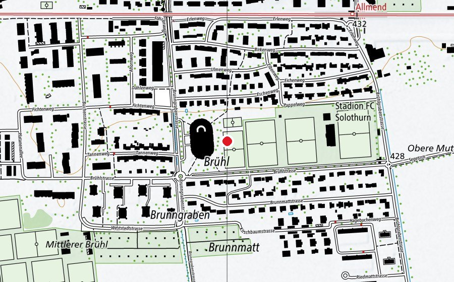 Mappa con la posizione di Schulhaus Brühl (Scuola)