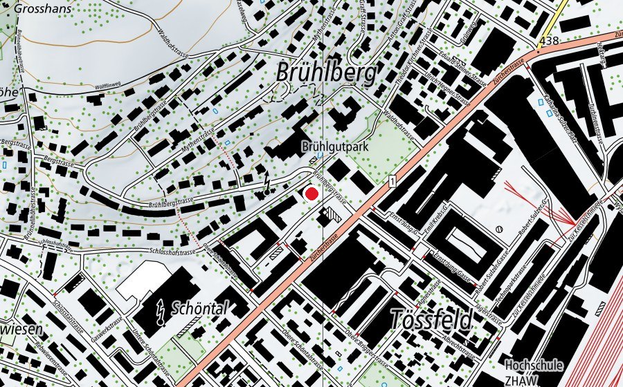 Karte mit dem Standort von Schulhaus Brühlberg (Schule)