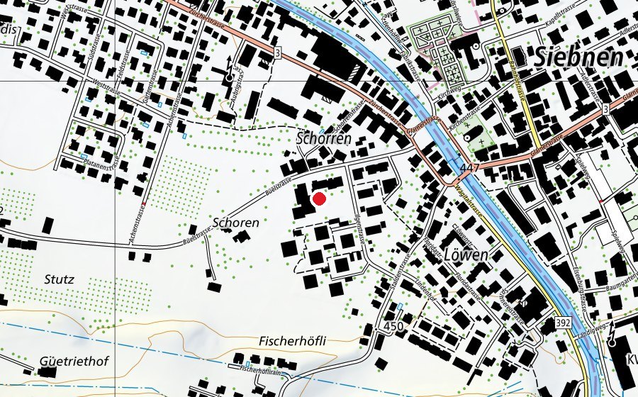 Mappa con la posizione di Schulhaus Büel (Scuola)