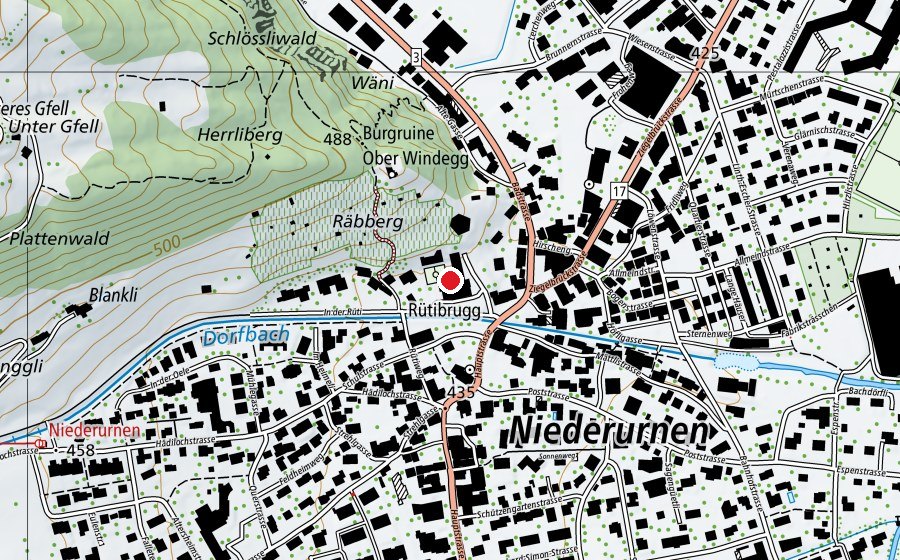 Karte mit dem Standort von Schulhaus Büel (Schule)