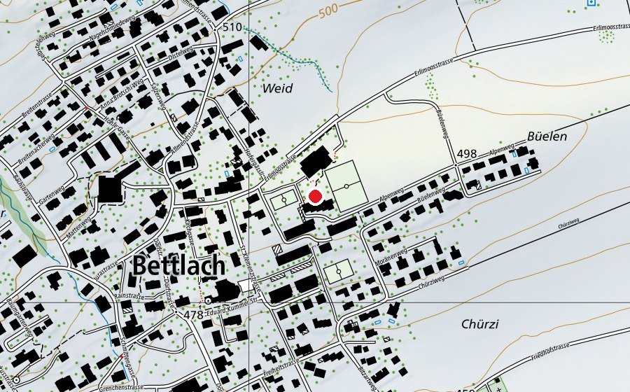 Carte indiquant l’emplacement de Schulhaus Büelen (École)
