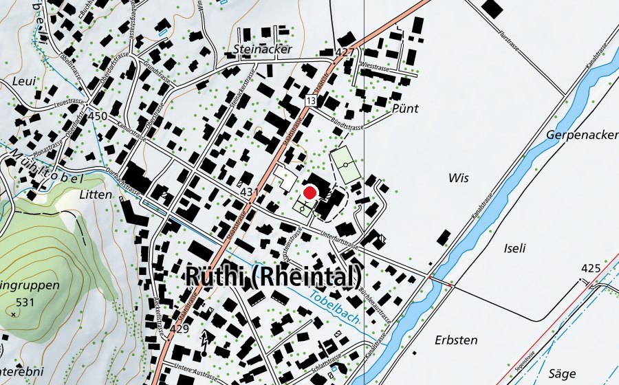 Karte mit dem Standort von Schulhaus Bündt (Schule)