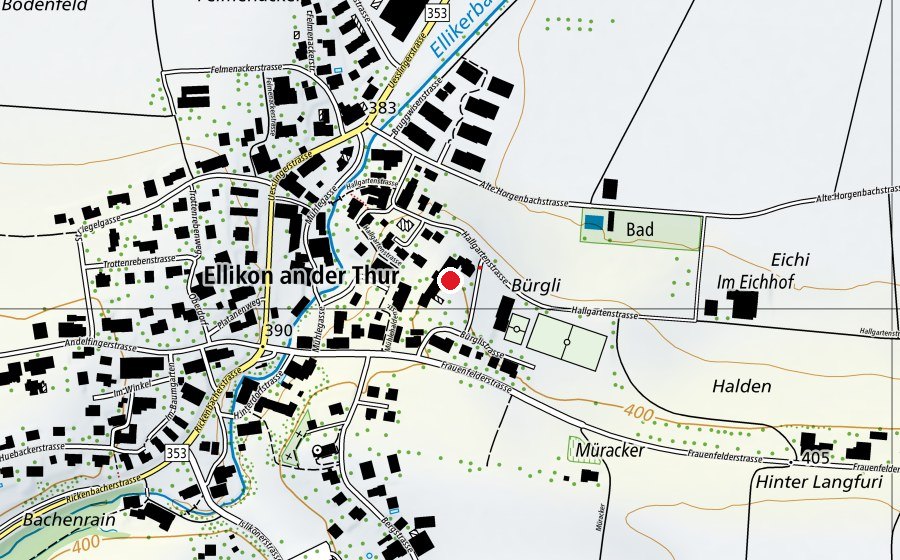 Carte indiquant l’emplacement de Schulhaus Bürgli (École)