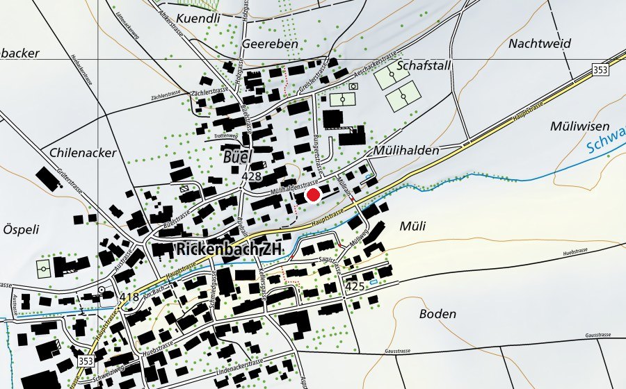 Carte indiquant l’emplacement de Schulhaus Bungert (École)