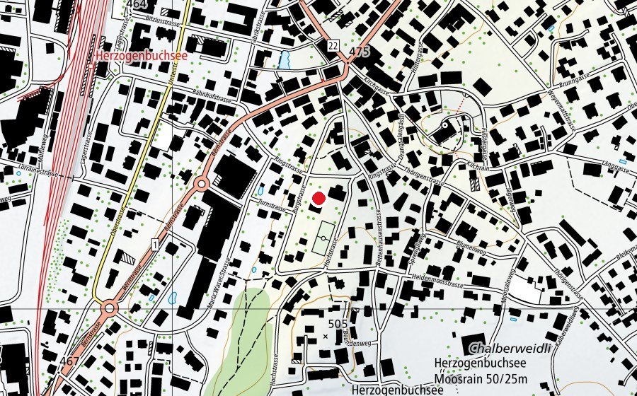 Carte indiquant l’emplacement de Schulhaus Burg (École)