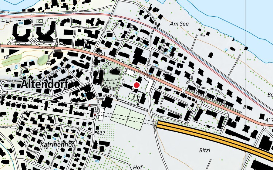 Carte indiquant l’emplacement de Schulhaus Burggasse (École)