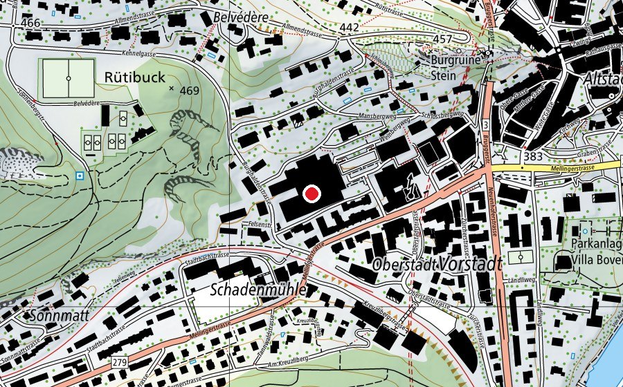 Mappa con la posizione di Schulhaus Burghalde II (Scuola)