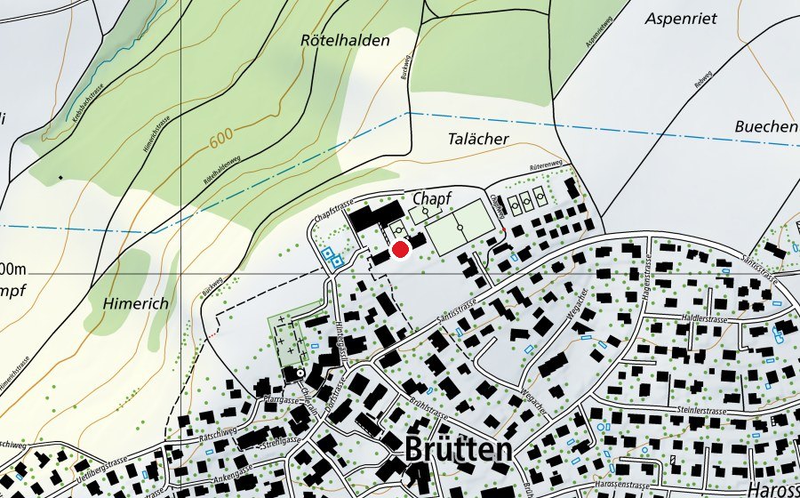 Karte mit dem Standort von Schulhaus Chapf (Schule)