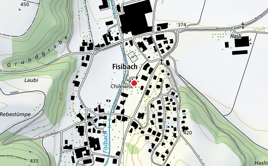 Carte indiquant l’emplacement de Schulhaus Chilewis (École)