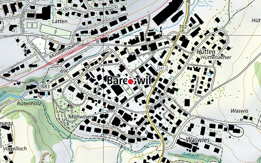 Map showing the location of Schulhaus Dorf B (School)