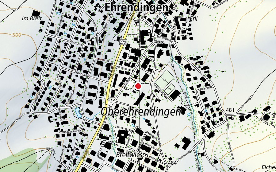 Carte indiquant l’emplacement de Schulhaus Dorf (École)