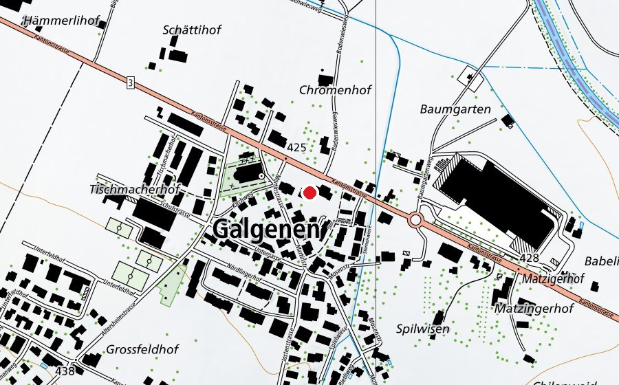 Carte indiquant l’emplacement de Schulhaus Dorf (École)
