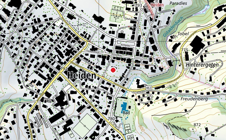 Karte mit dem Standort von Schulhaus Dorf (Schule)