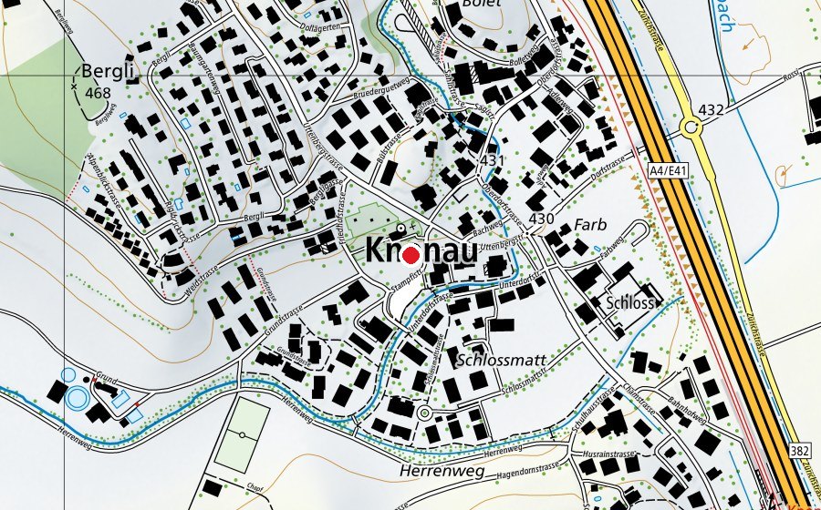 Karte mit dem Standort von Schulhaus Dorf (Schule)