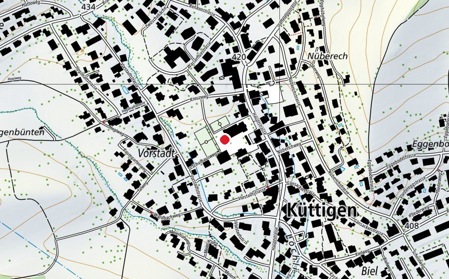 Karte mit dem Standort von Schulhaus Dorf (Schule)