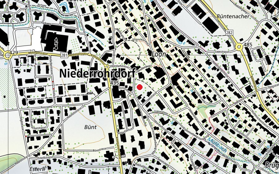 Carte indiquant l’emplacement de Schulhaus Dorf (École)