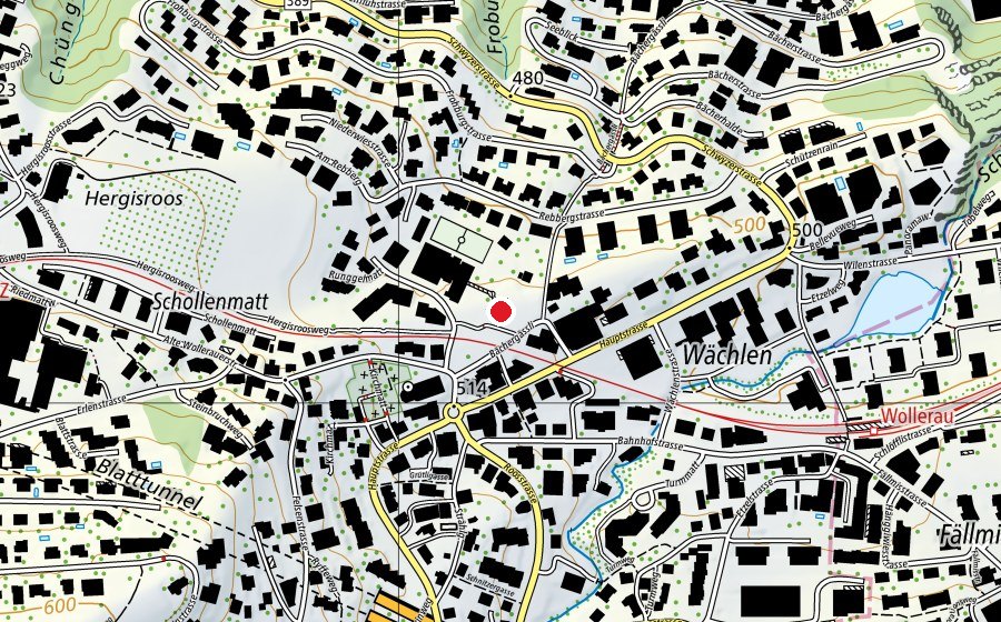 Carte indiquant l’emplacement de Schulhaus Dorfmatt (École)