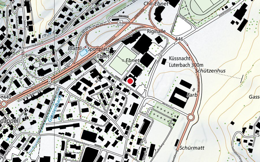 Karte mit dem Standort von Schulhaus Ebnet 2 (Schule)