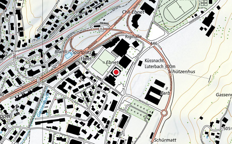 Map showing the location of Schulhaus Ebnet (School)