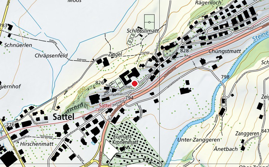 Carte indiquant l’emplacement de Schulhaus Eggeli (École)