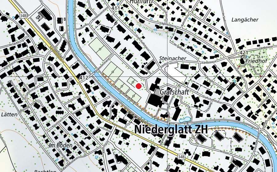 Carte indiquant l’emplacement de Schulhaus Eichi (École)