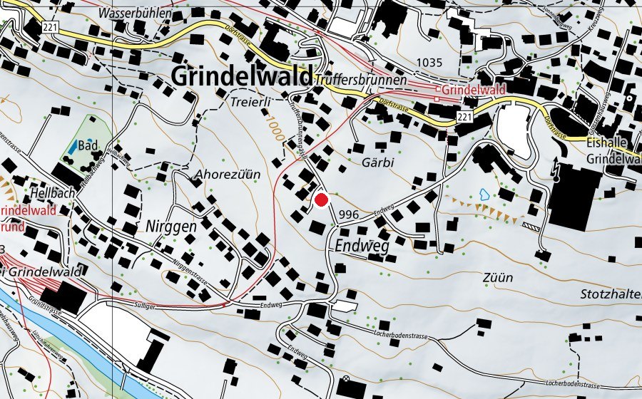 Map showing the location of Schulhaus Endweg (School)