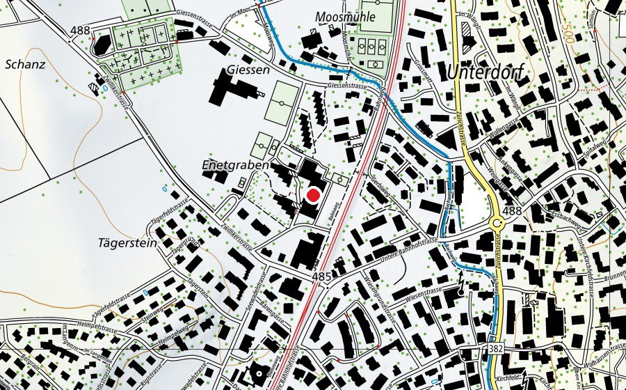 Carte indiquant l’emplacement de Schulhaus Ennetgraben (École)