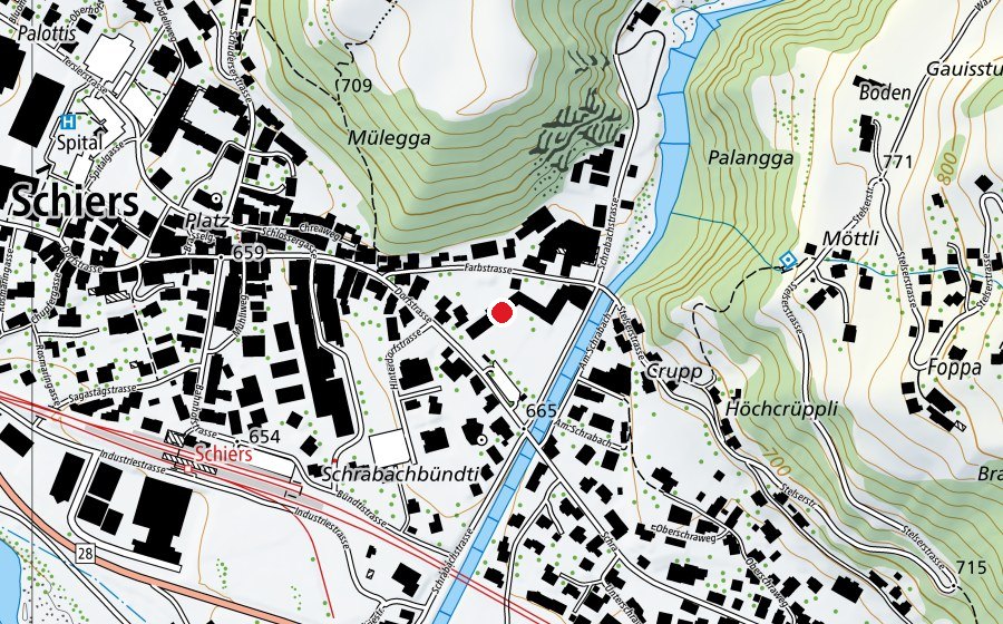 Mappa con la posizione di Schulhaus Farb (Scuola)
