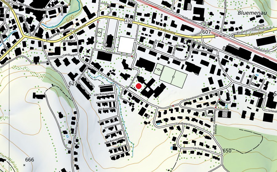 Carte indiquant l’emplacement de Schulhaus Feld (École)