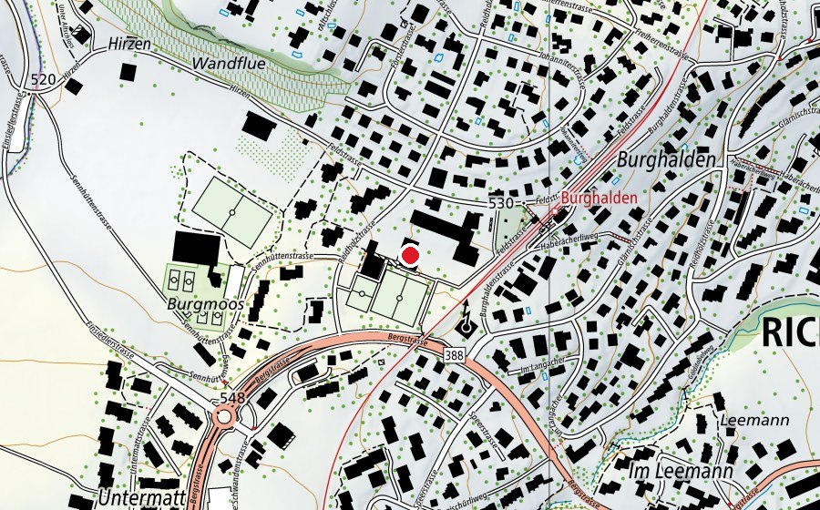 Carte indiquant l’emplacement de Schulhaus Feld I (École)