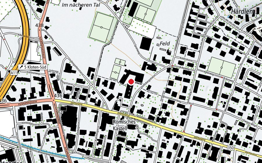 Map showing the location of Schulhaus Feld (School)