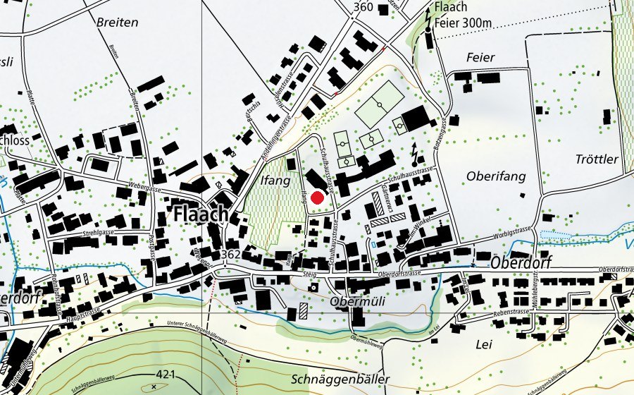 Carte indiquant l’emplacement de Schulhaus Flaach Primar (École)