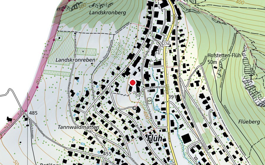 Mappa con la posizione di Schulhaus Flüh (Scuola)