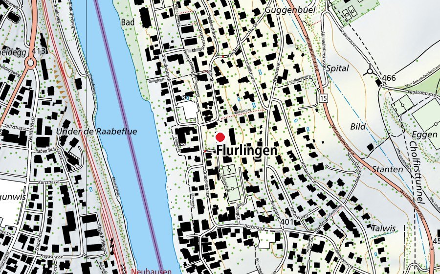 Mappa con la posizione di Schulhaus Flurlingen (Scuola)