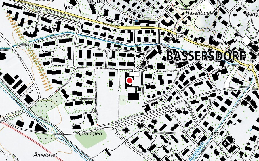 Mappa con la posizione di Schulhaus Geeren (Scuola)