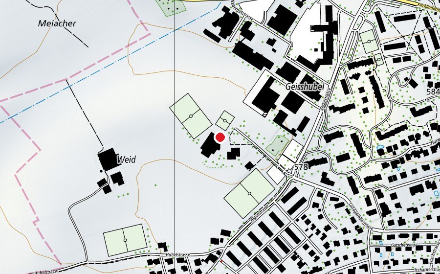 Mappa con la posizione di Schulhaus Geisshubel (Scuola)