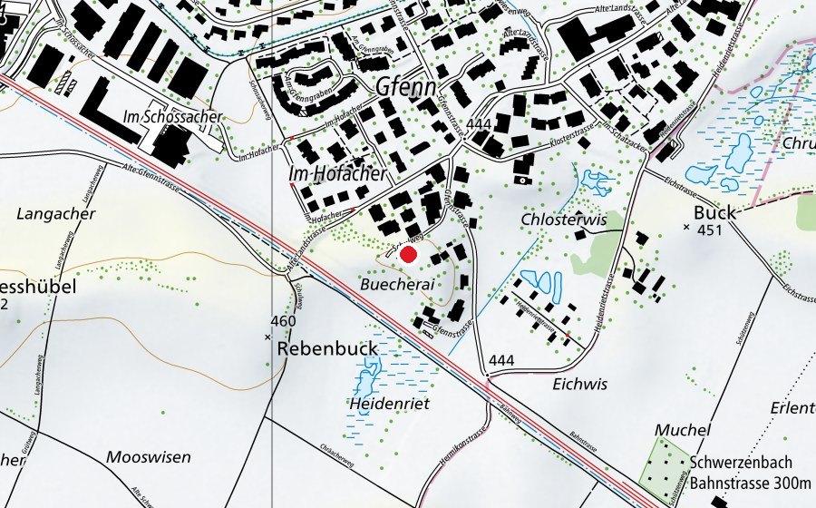 Carte indiquant l’emplacement de Schulhaus Gfenn (École)