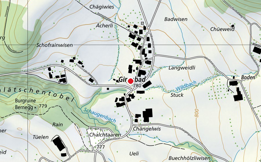 Mappa con la posizione di Schulhaus Girenbad (Scuola)