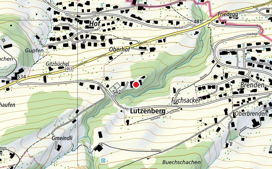 Carte indiquant l’emplacement de Schulhaus Gitzbüchel (École)