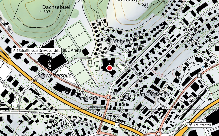 Map showing the location of Schulhaus Gräfler (School)