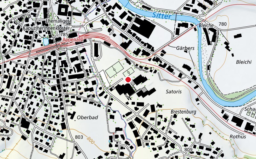 Map showing the location of Schulhaus Gringel (School)
